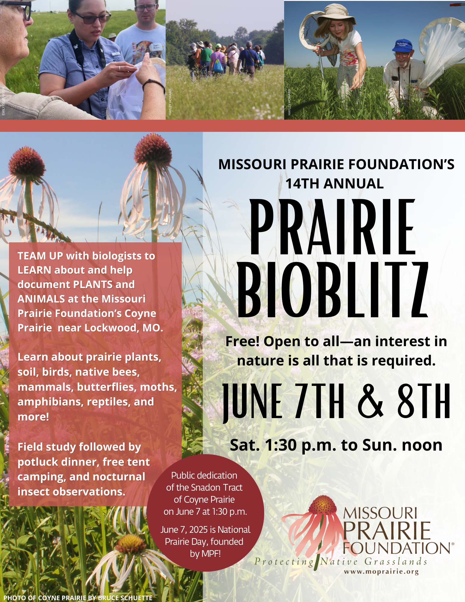 2025 BioBlitz and Prairie Dedication Flyer