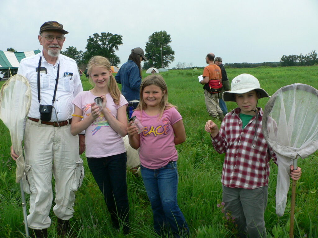 Kids holding nets and jars during Insect education at Gayfeather